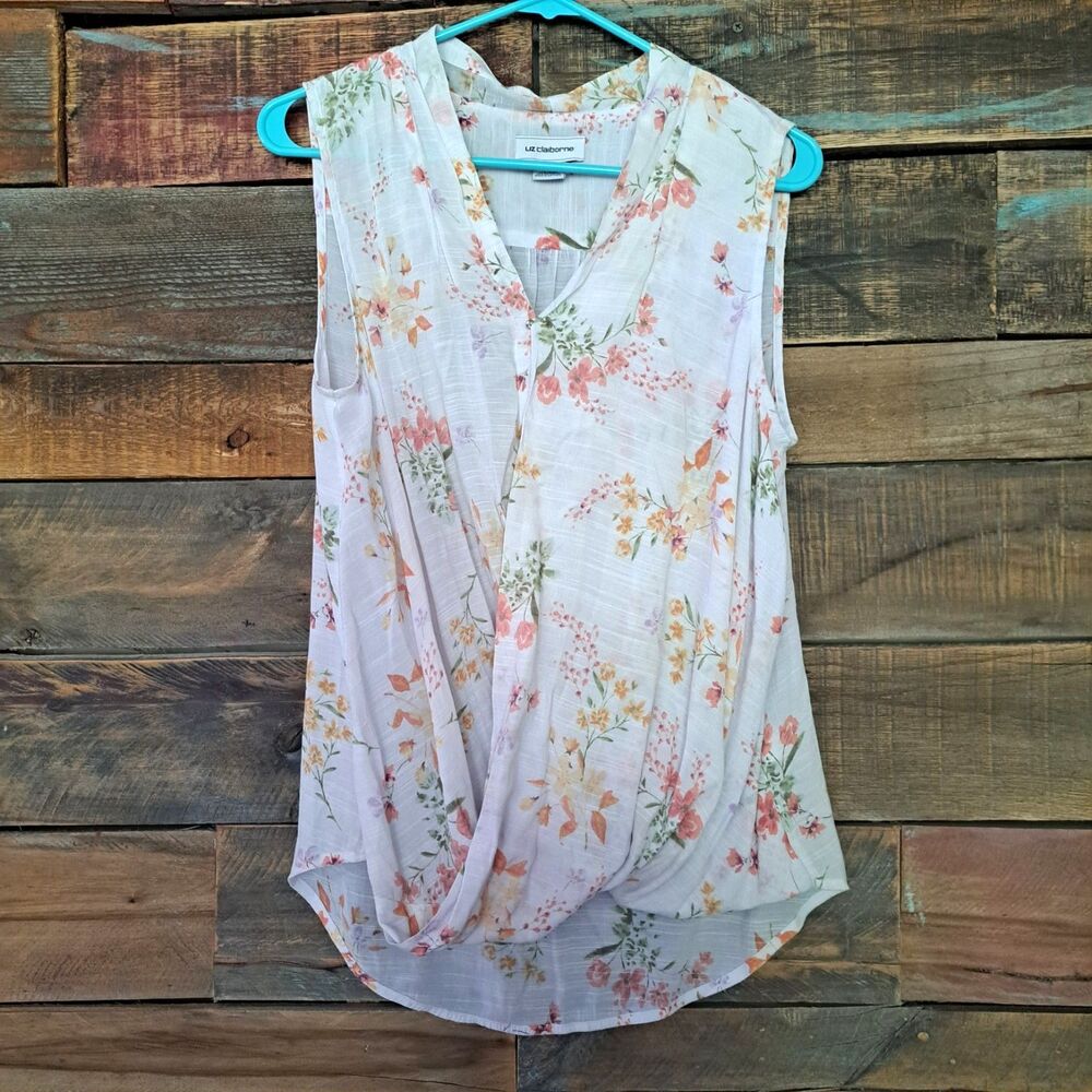 Liz Claiborne Womens Medium Lightweight Floral Sleeveless Summer Top Blouse